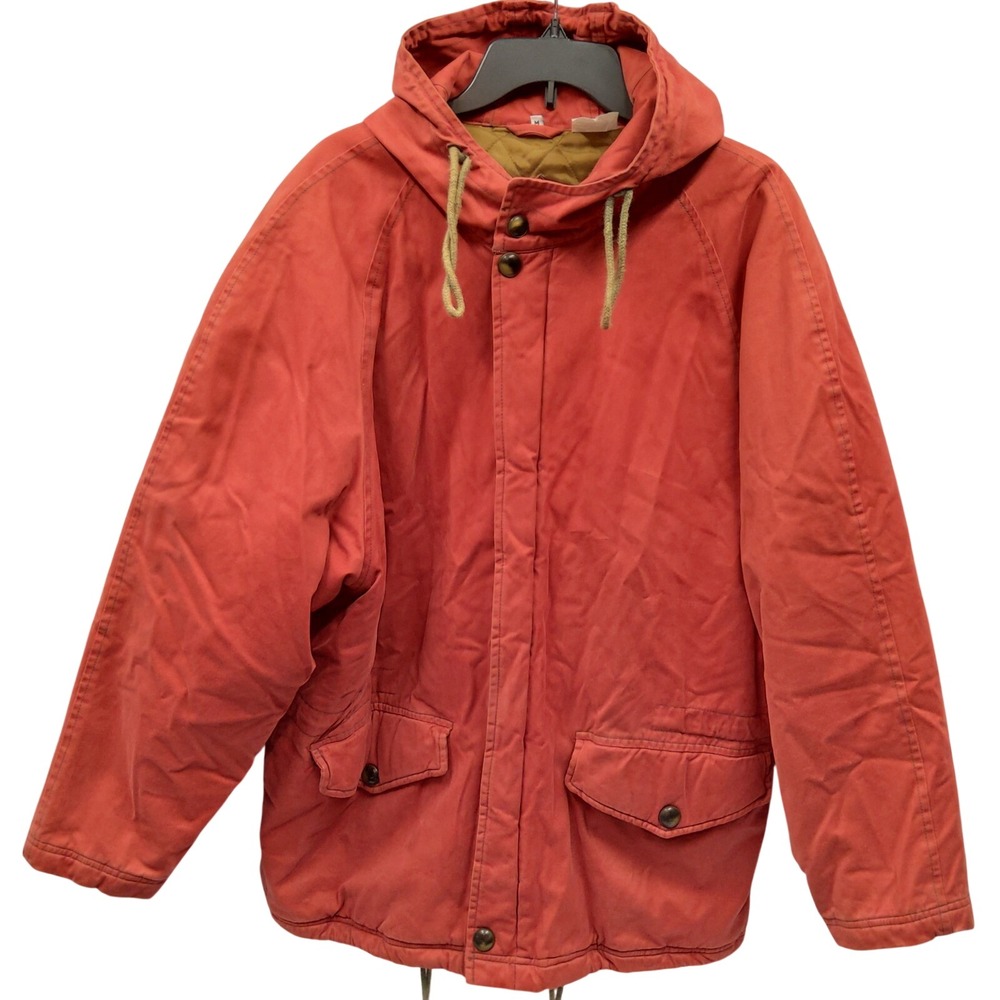 Vintage Unisex Med. Tom Tailor Duck Canvas Parka Jacket W/Hood Red/Orange Color